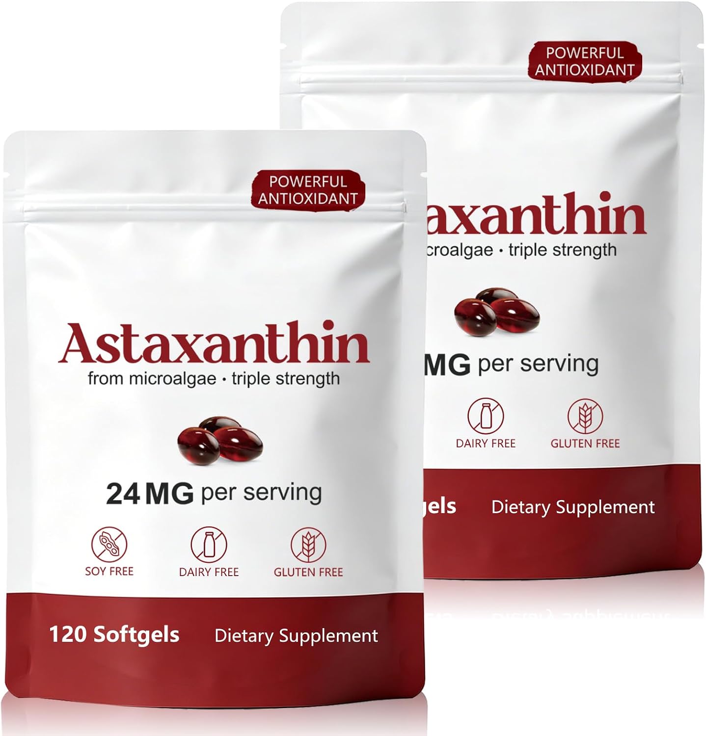 Detalle de FANSHI 2PCS Astaxanthin 24mg Softgels, 120 Count, Microalgae-Based