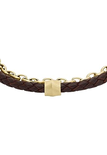 Detalle 2 de FOSSIL Pulsera All Stacked Up de piel marrón 🟤