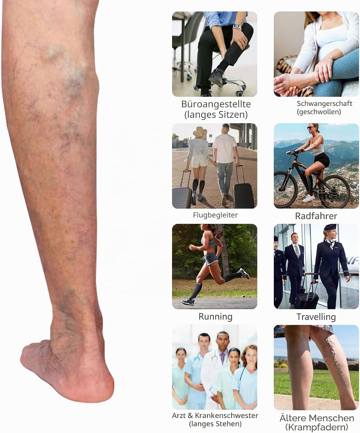 Detalle 2 de Rwest X Kompressionsstrümpfe – Uni-Socken für Sport, Reise und Alltag