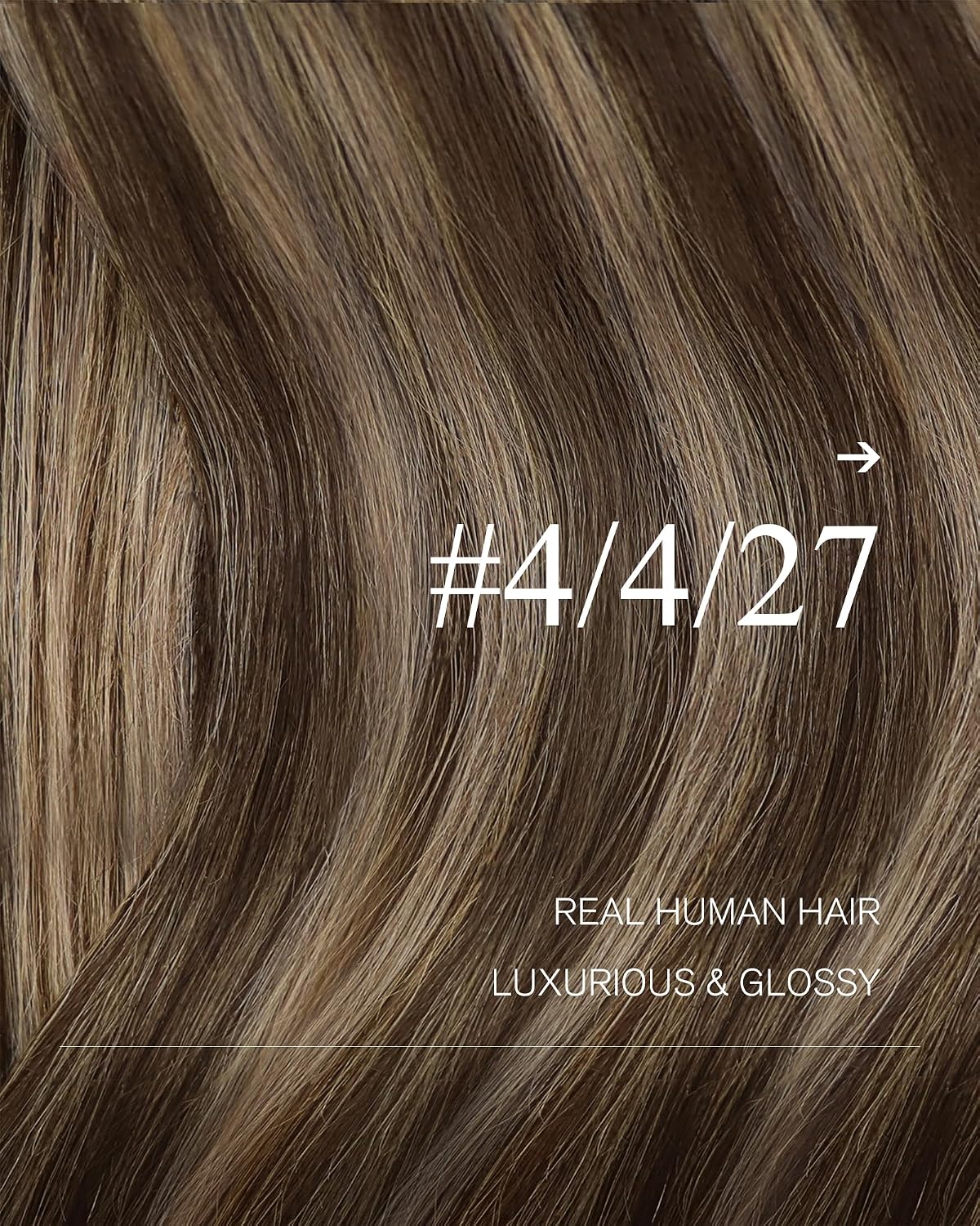 Detalle de YoungSee Balayage Sew-In Human Hair Weft Extensions (18 inch, 100g) - Dark Brown Mix Caramel Blonde