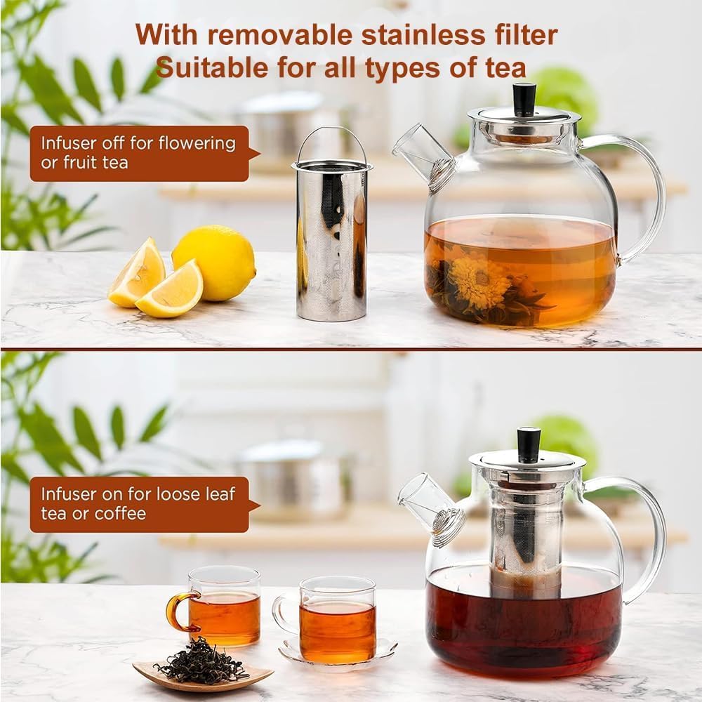 Thumbnail 2 de Ehugos 1500ml Glass Teapot with Removable Infuser 🍵