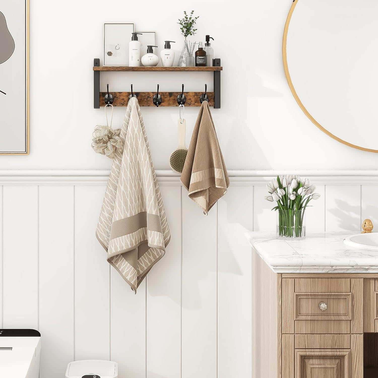 Thumbnail 2 de Homode Wall Hook Shelf with 5 Metal Hooks