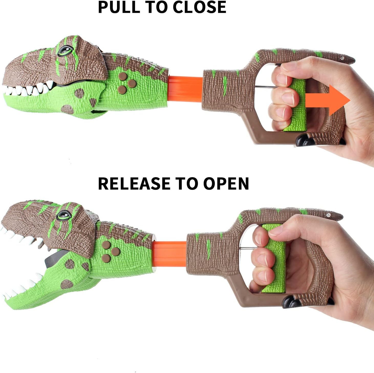 Detalle de DINOBROS Dinosaur Chomper Toys: 13.6-Inch Light & Sound T-Rex Reacher with 3 Roars