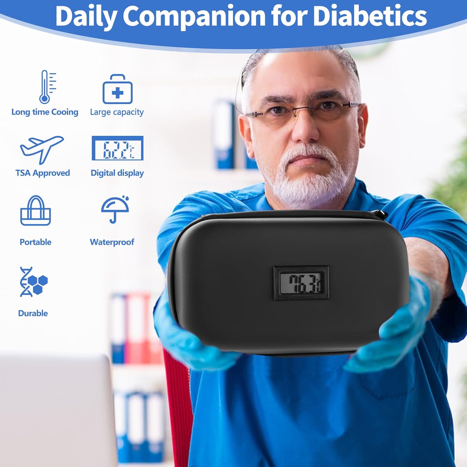 Thumbnail 6 de HIMDUZE Insulin Cooler Bag travel case with temperature display, TSA-approved ice packs