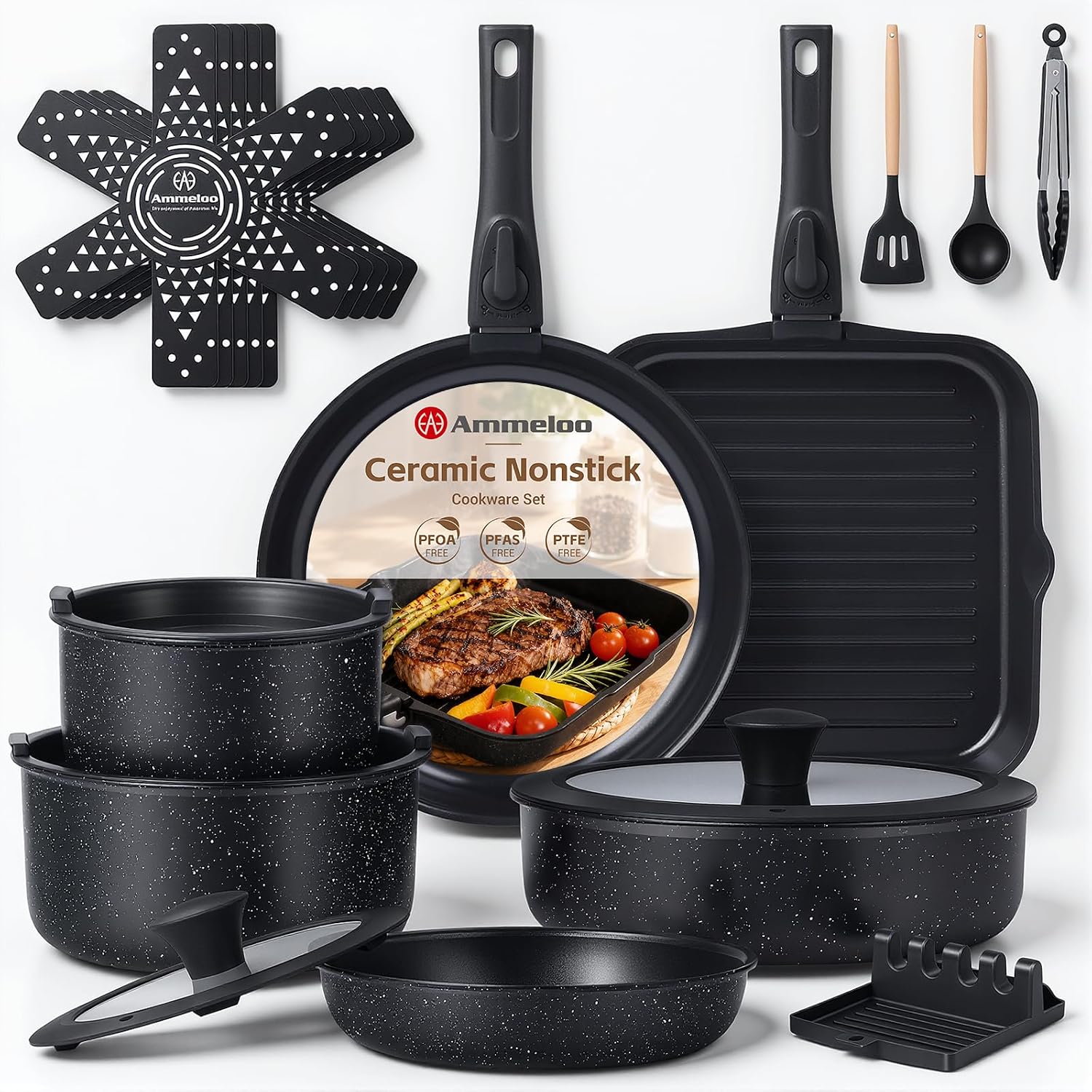 Detalle de Ammeloo 21 Pcs Nonstick Cookware Set