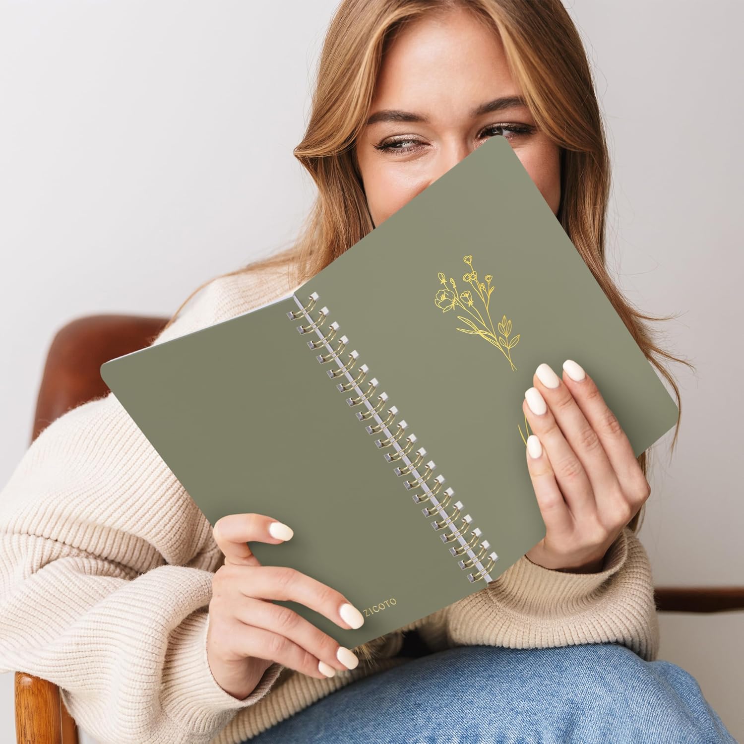 Thumbnail 6 de ZICOTO 7 x 5 College-Ruled Spiral Notebook Set of 3, Sage, Pink & Beige