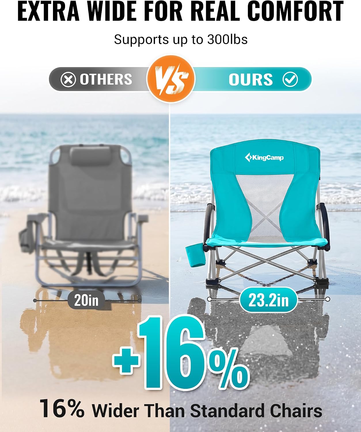Thumbnail 2 de KingCamp Low Beach Chairs 300lb Folding Chair
