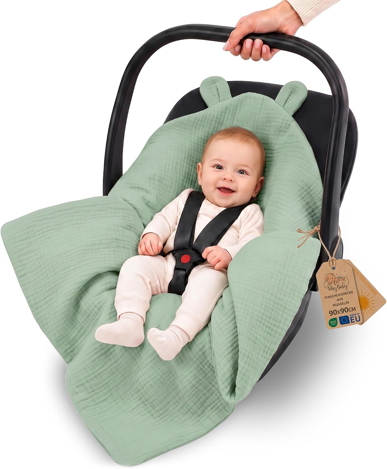 Thumbnail 6 de Totsy Baby OTU850_BEZOWY_90X90 mousselinedeken voor baby’s, beige, 85 x 85 cm