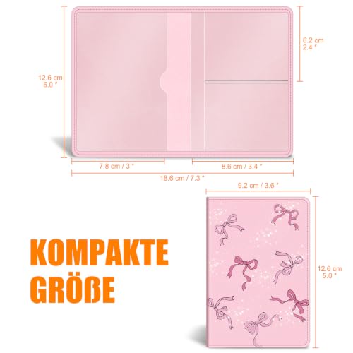 Detalle 2 de FINTIE KFZ Fahrzeugschein Hülle und Versicherungshalter, Rosa Schleife – praktische Karten- und Dokumentenmappe