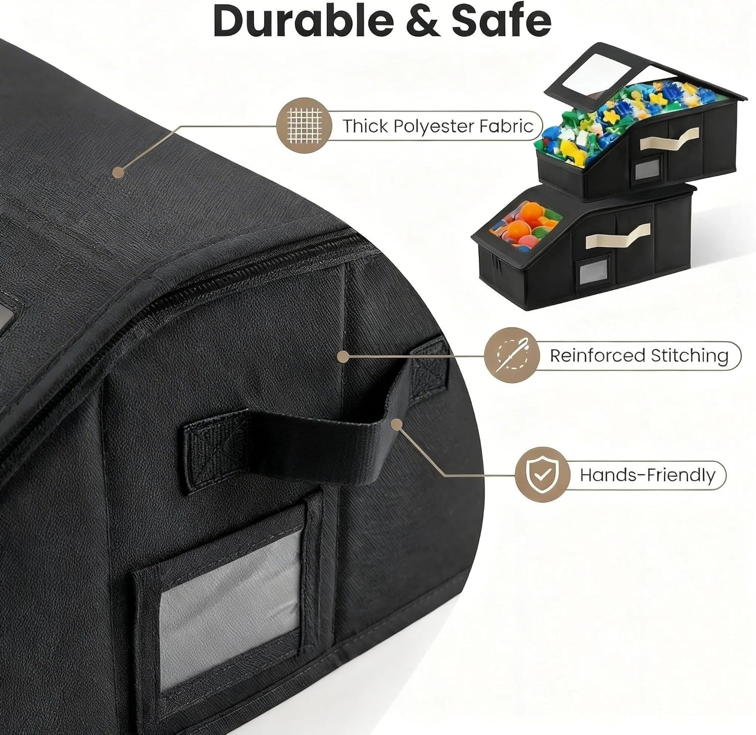Thumbnail 5 de RZMAYIS Foldable Storage Organizer, 2-pack, Black (M) with Lid, Clear Window