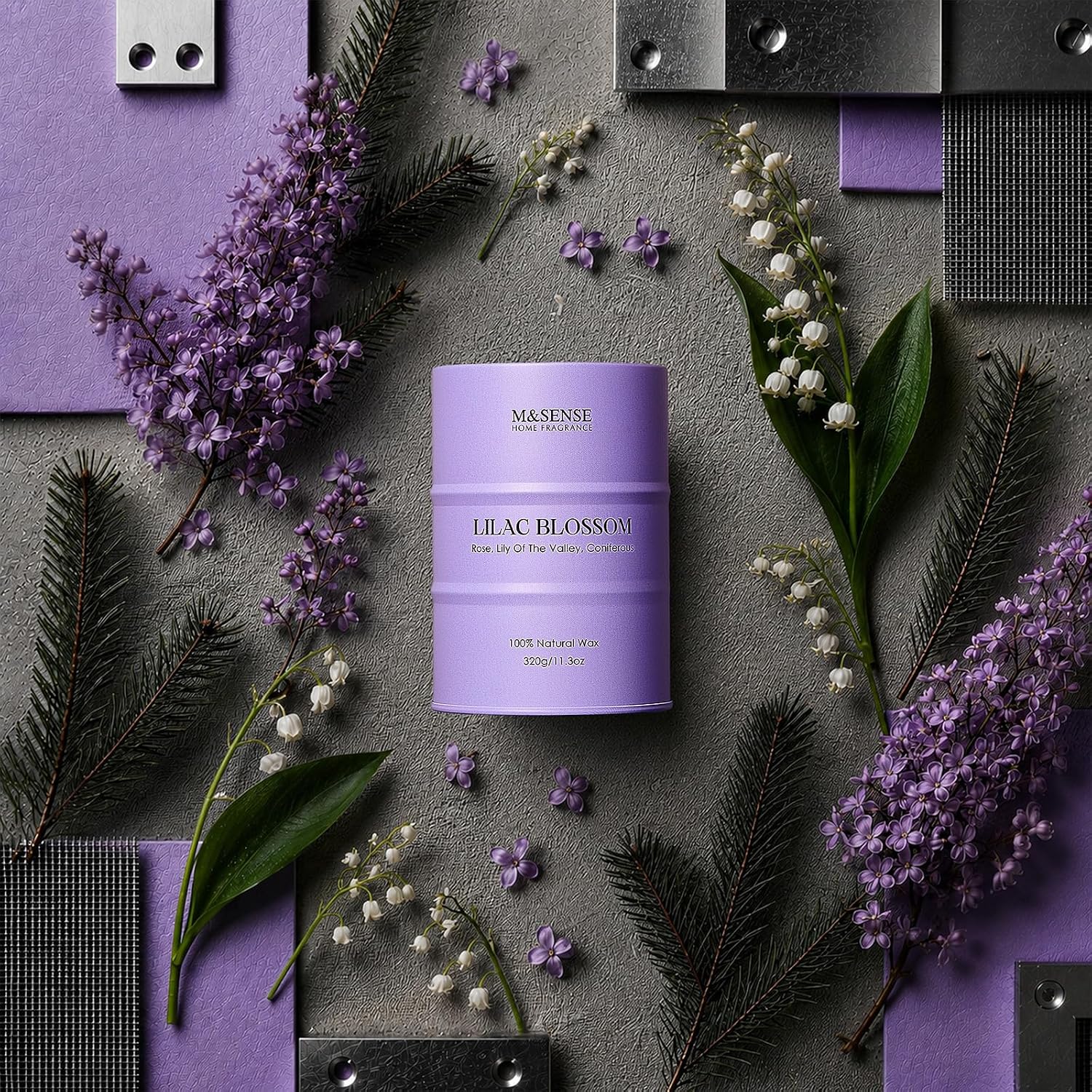 Detalle de M&SENSE Lilac Blossom Scented Candle, 320g