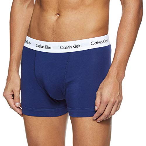 Detalle de Calvin Klein 3p Trunk Bóxer para Hombre – Pack de 3 (S) White/Red Ginger/Pyro Blue