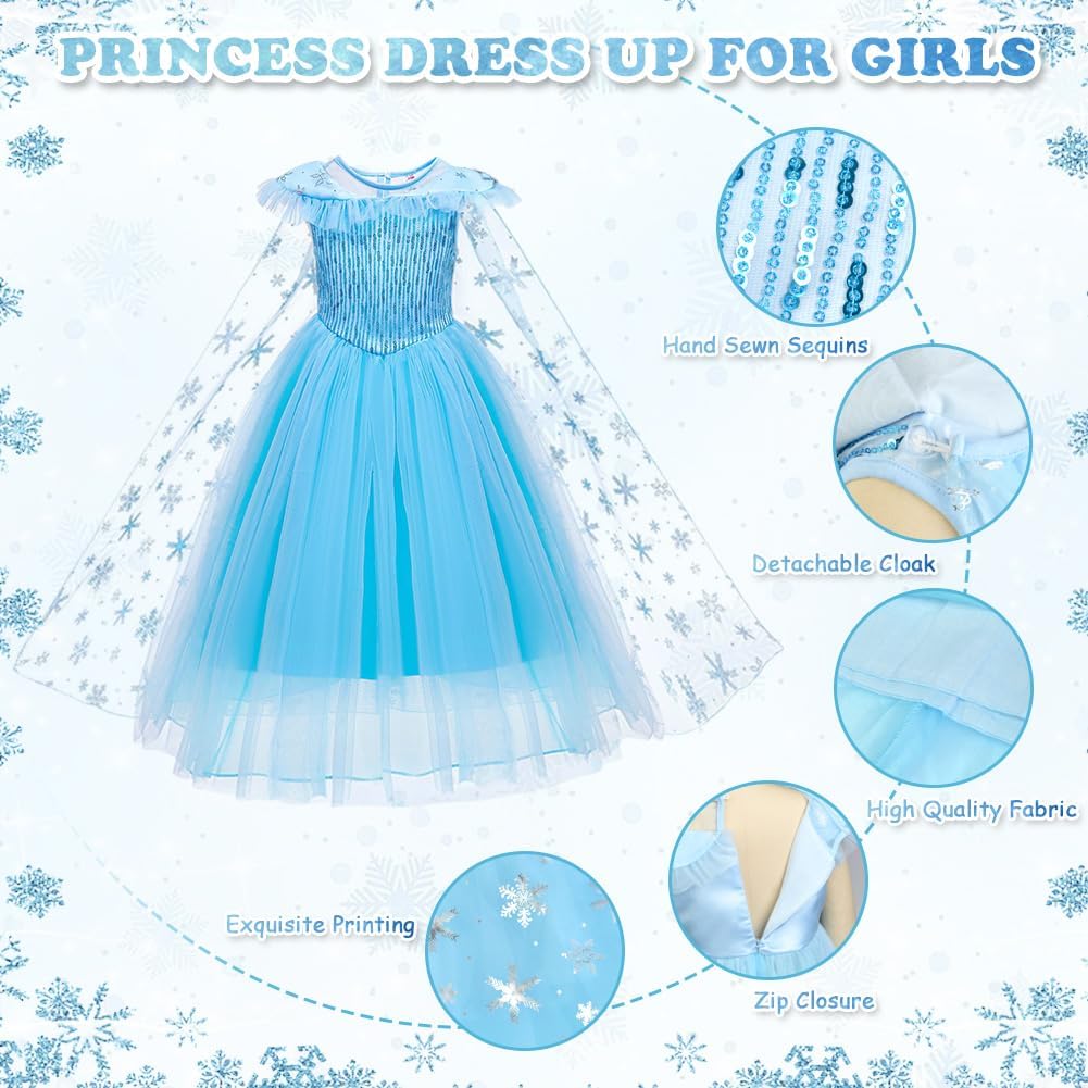 Thumbnail 1 de AYBUY Costume da Principessa per Bambina con Corona, Bacchetta e Accessori - Set Completo