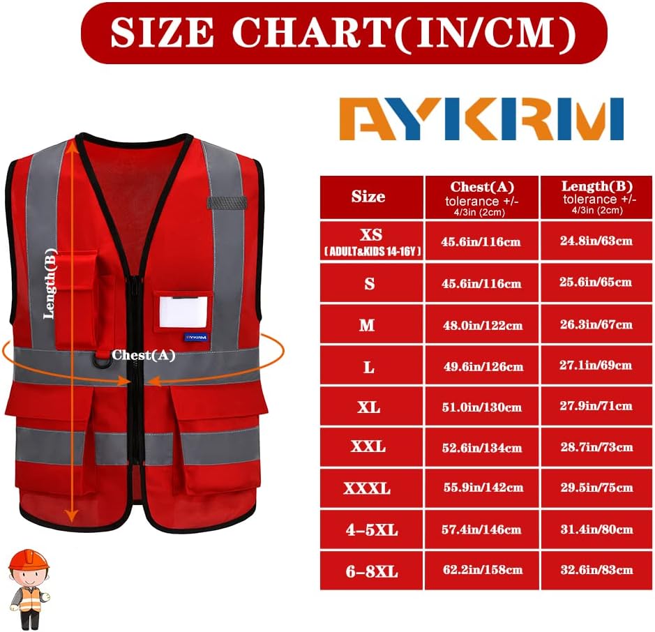 Thumbnail 3 de AYKRM 21 Colours High Vis Vest with Front Zipper and 7 Pockets