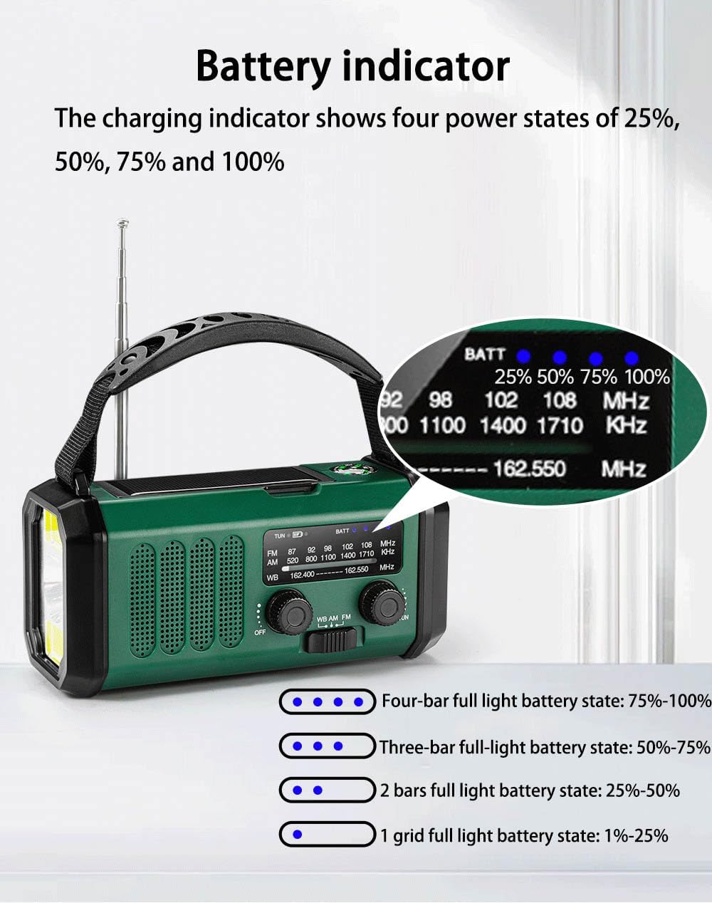 Thumbnail 5 de Radio Manovella Emergenza 20000mAh a energia solare con SOS e torcia 3 modalità