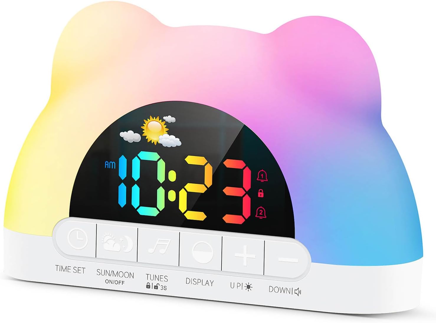 Detalle de Azyh 8825 Kids’ Digital Alarm Clock with 11-Colour Night Light