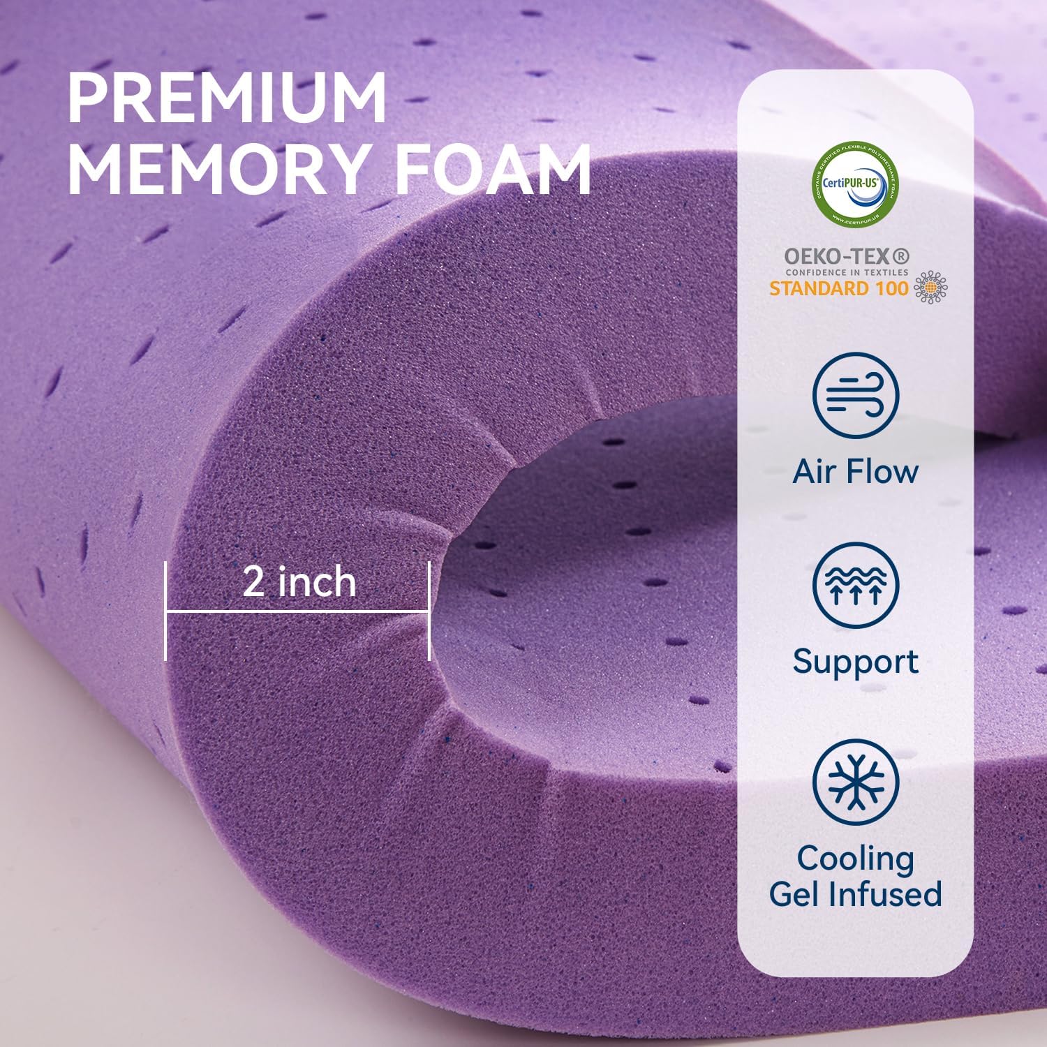 Thumbnail 4 de BDEUS Dual Layer 5 Inch Memory Foam Topper Queen