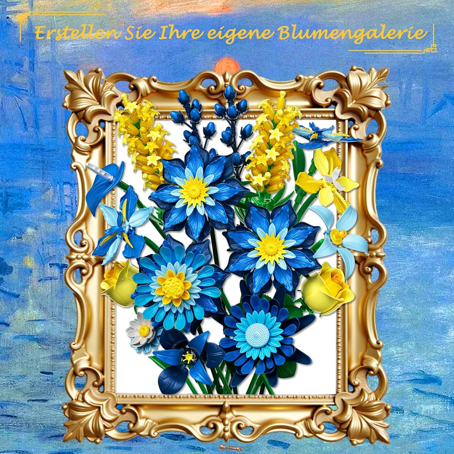 Thumbnail 1 de Rongmeiz Gänseblümchen-Blumenstrauß Bausatz – eisblaues Vintage-Blumenarrangement aus Premium-Bausteinen