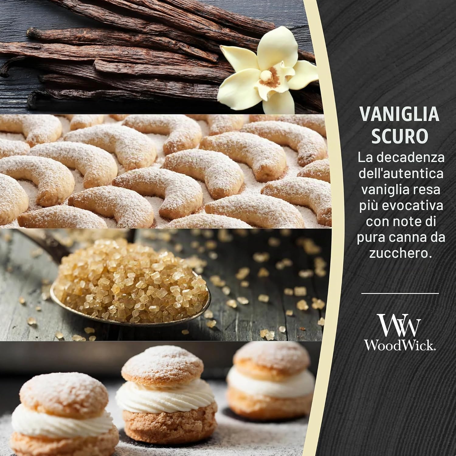 Detalle 2 de WoodWick Candela Grande Profumata Vanilla Bean con Stoppino Scoppiettante – Durata fino a 130 Ore