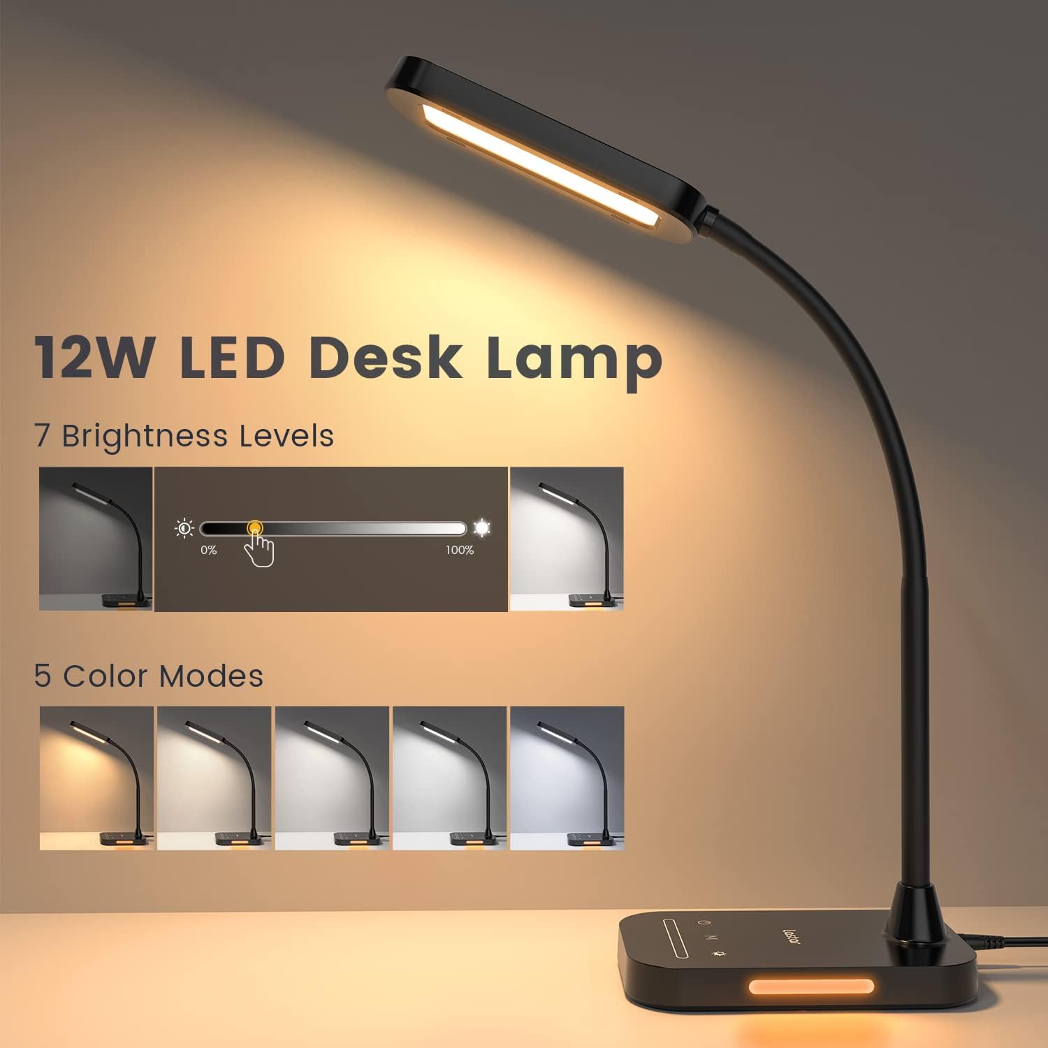 Thumbnail 1 de Lastar LED Desk Lamp with 12W Dimmable Touch Control