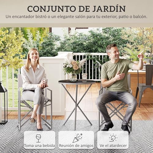 Thumbnail 2 de Outsunny Conjunto de Muebles de Jardín 3 Piezas con Sillas Plegables