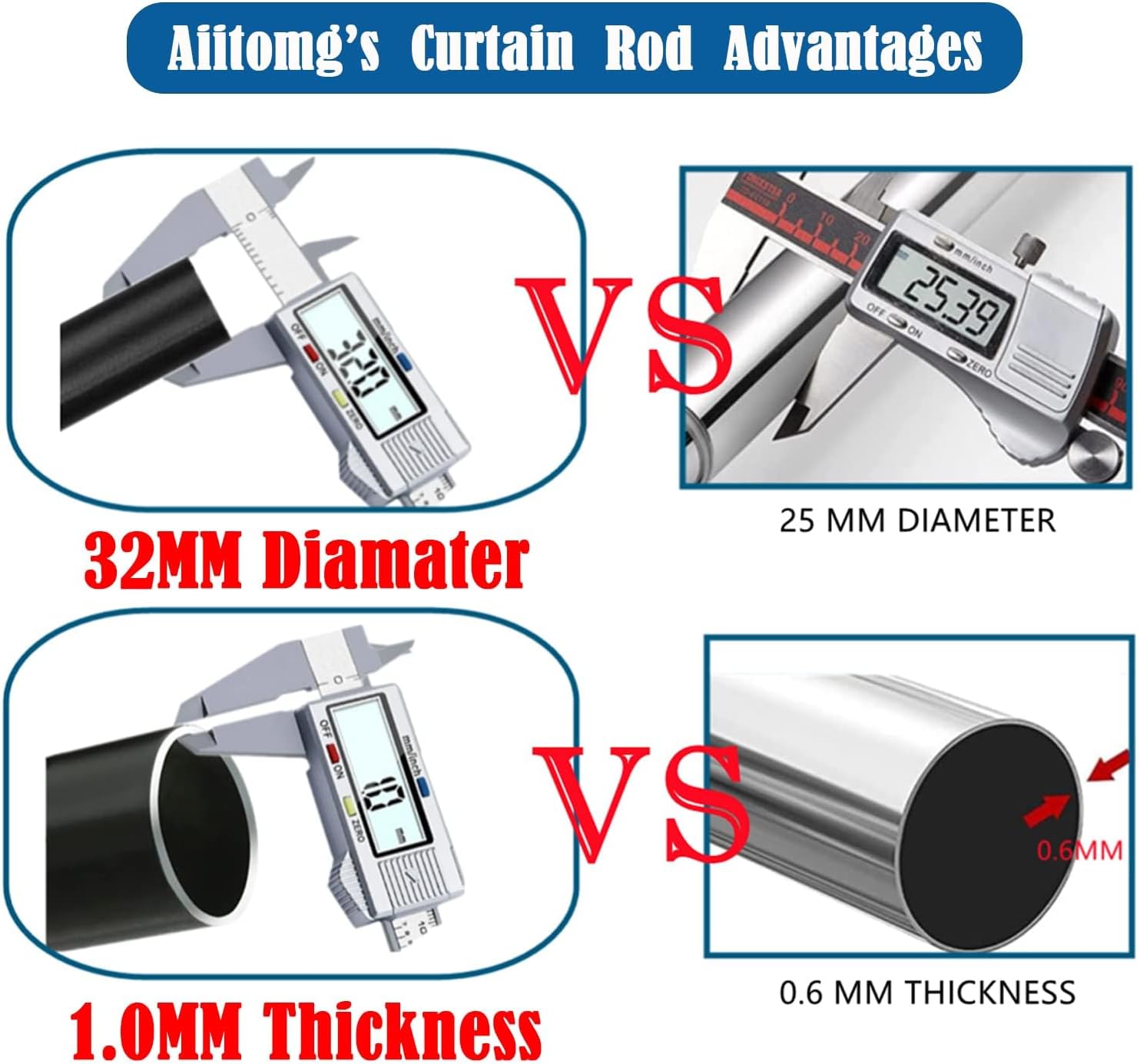 Thumbnail 2 de Aiitomg bastone per tenda a pressione telescopica (85-270 cm) nero, senza foratura