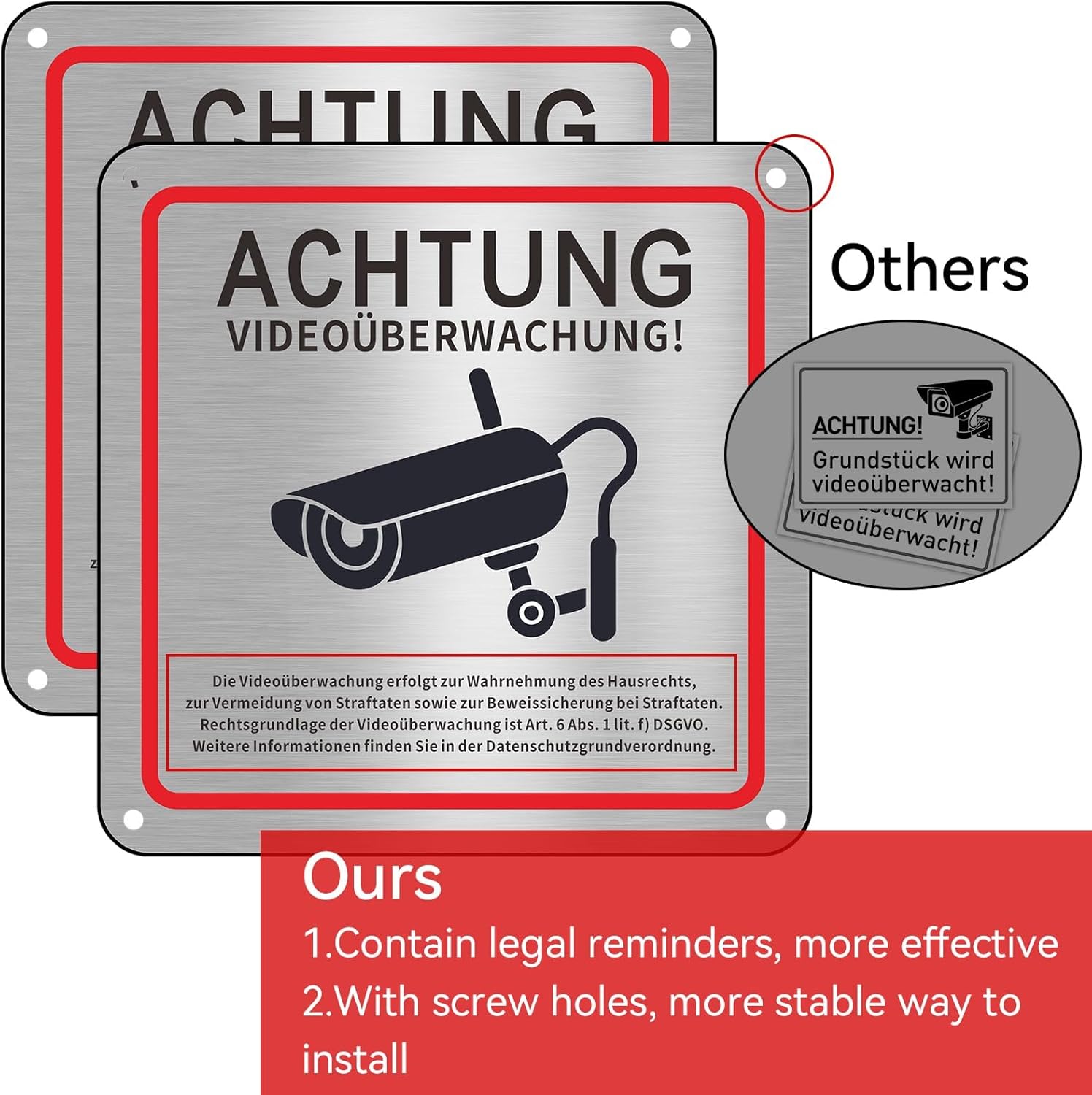Thumbnail 3 de Videoüberwachung Schild 15x15 cm, 2 Stück