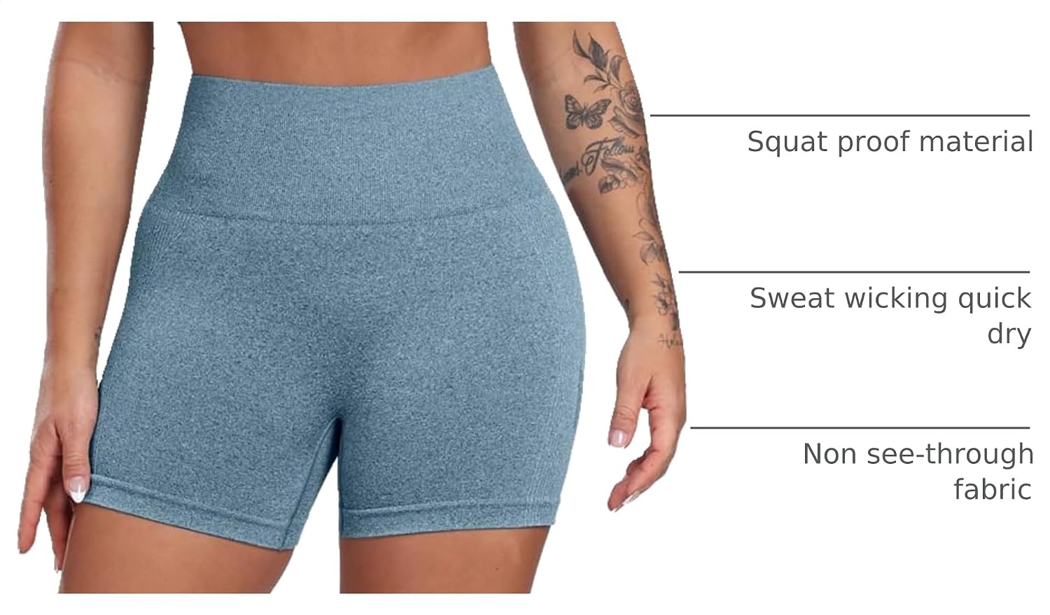 Detalle 2 de CHRLEISURE Women's High Waisted Butt Lifting 4-Pack Shorts