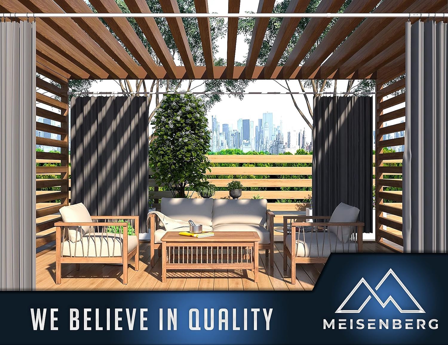 Thumbnail 6 de MEISENBERG Duschstange ohne Bohren 210–260 cm, weiß – Klemmstange mit Ø 32 mm für Vorhänge, Bad & Balkon
