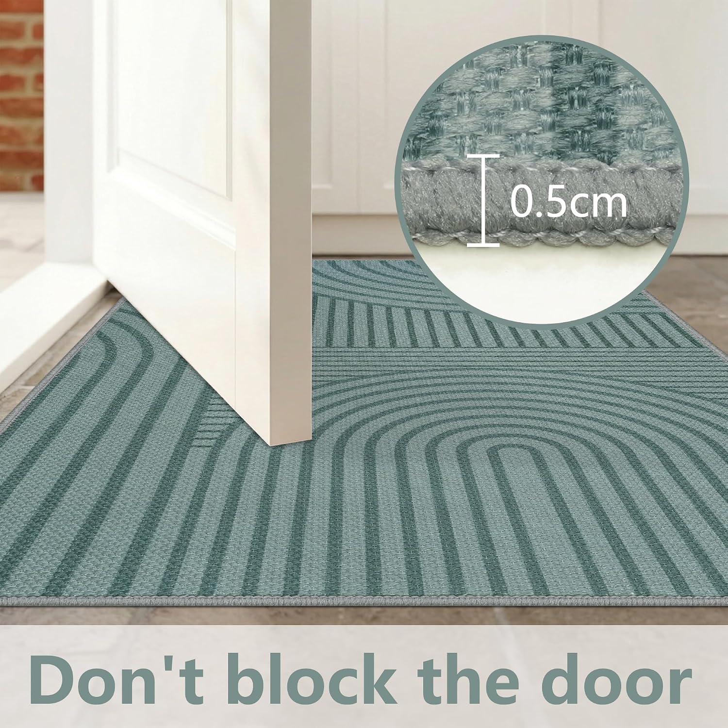 Detalle 2 de Edlbaegy Indoor Door Mat 50x80cm: Non-slip, Washable, Absorbent Doormat in Grey