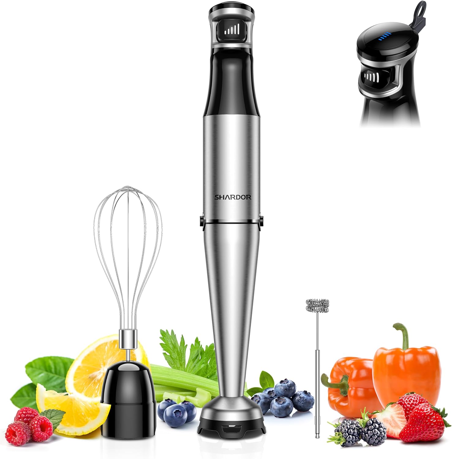 Hand Blender 1200W 3‑in‑1 20‑speed stick mixer 🍽