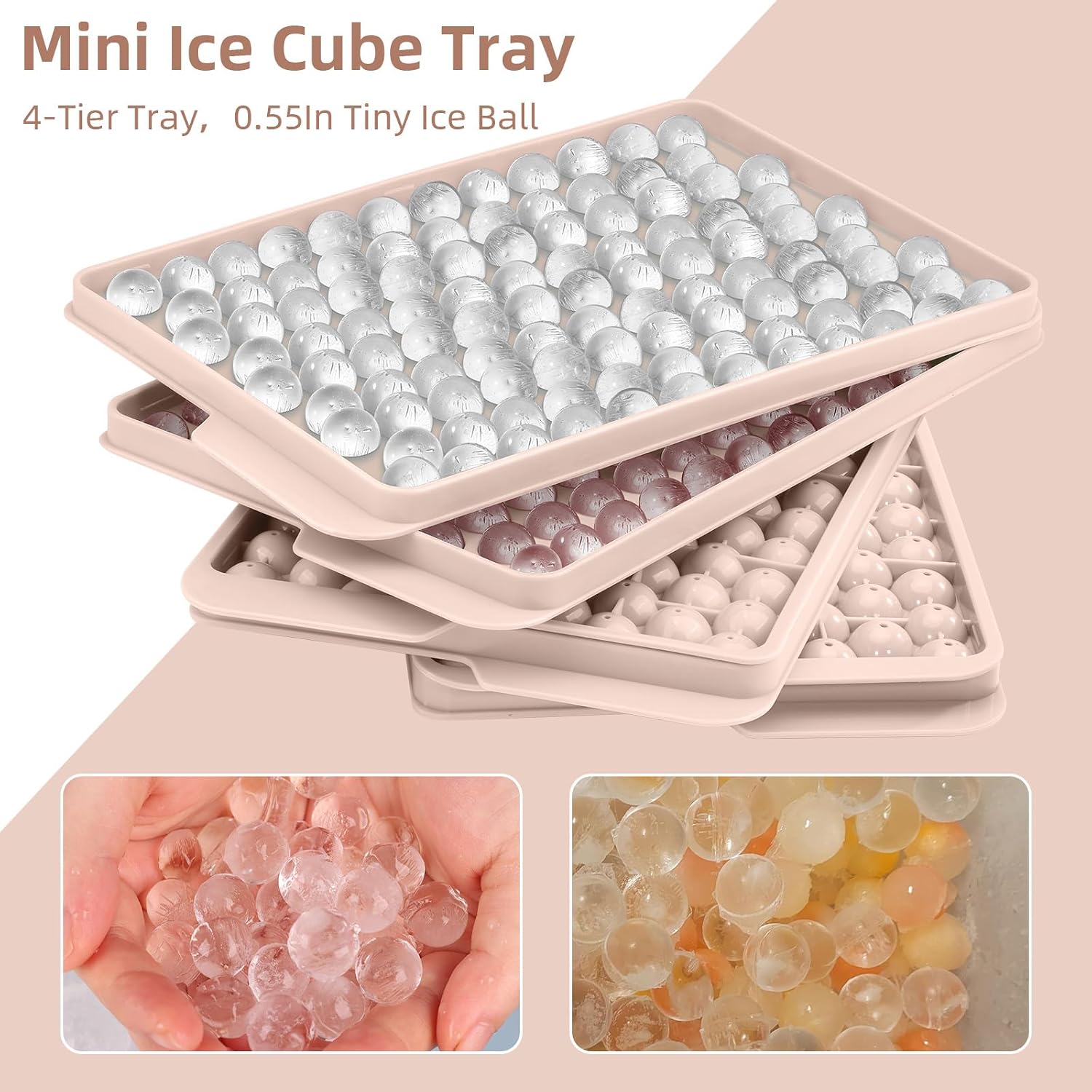 Thumbnail 6 de WIBIMEN Mini Ice Cube Trays with Lid (4-Pack) – 0.55" Pebble Ice, Stackable with Ice Box & Scoop