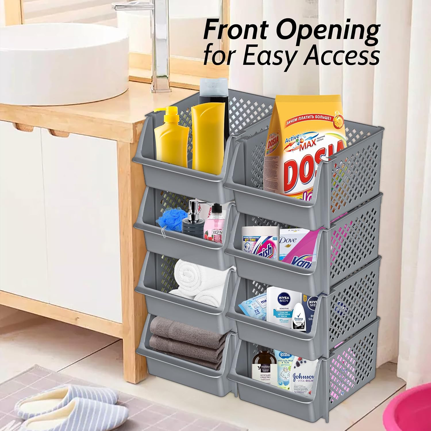 Thumbnail 3 de TidyFriend 4 Pack Stackable Storage Bins Open Front