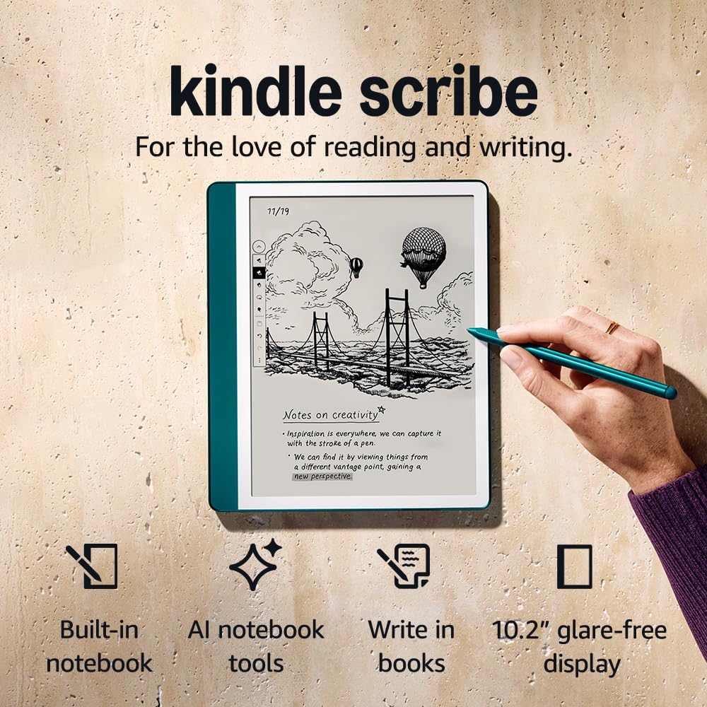 Amazon Kindle Scribe (64 GB) with Premium Pen – write on books, built-in notebook and AI note tools