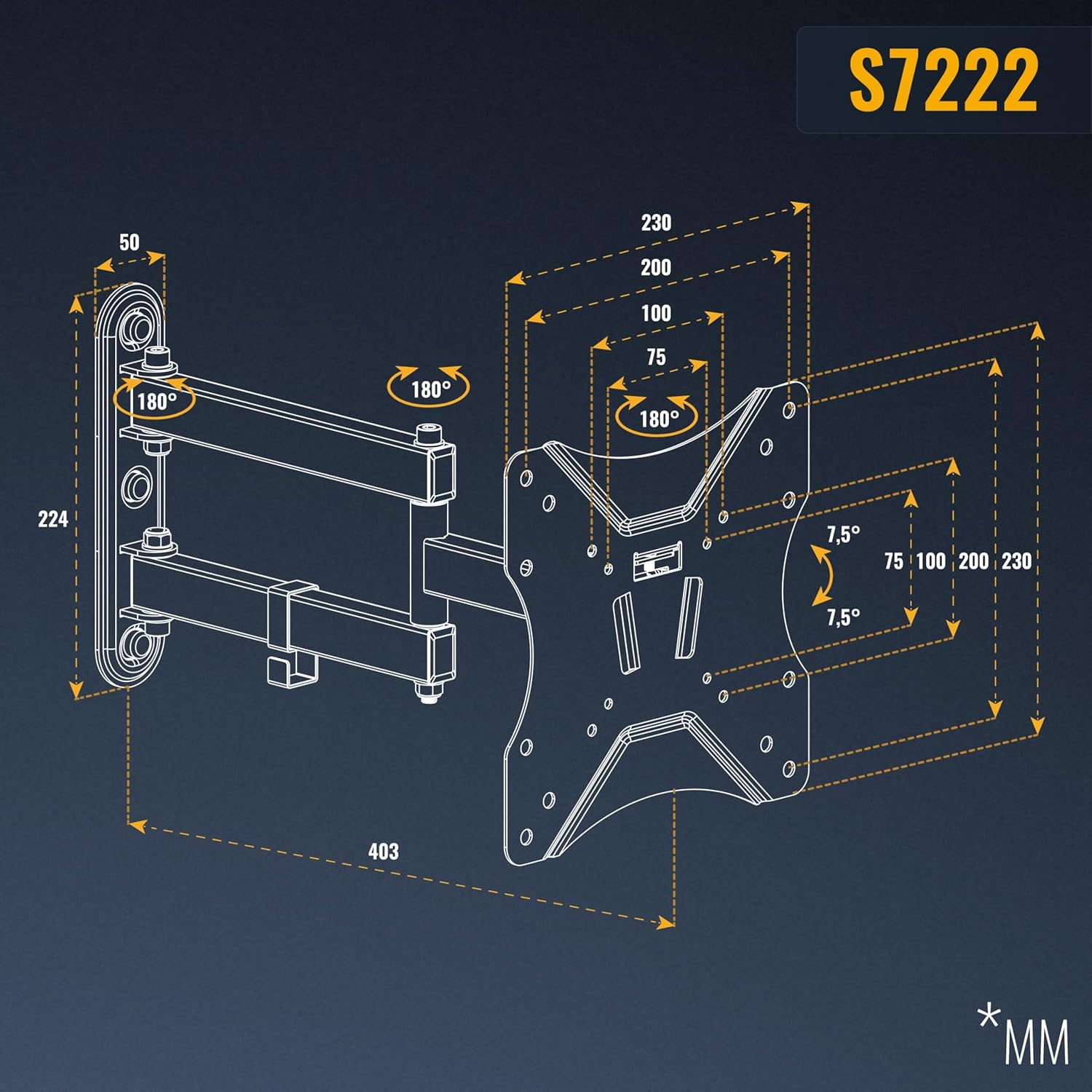 Thumbnail 5 de RICOO S7222 23-42" support mural orientable
