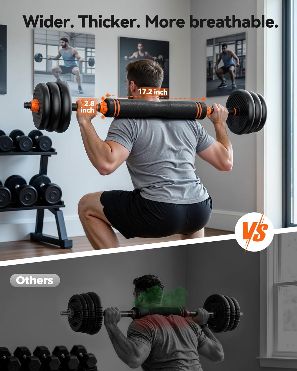 Detalle de FEIERDUN DS2 Adjustable Dumbbells 5-in-1 Set (20/30/40/45/70/90 lbs) for Home Gym