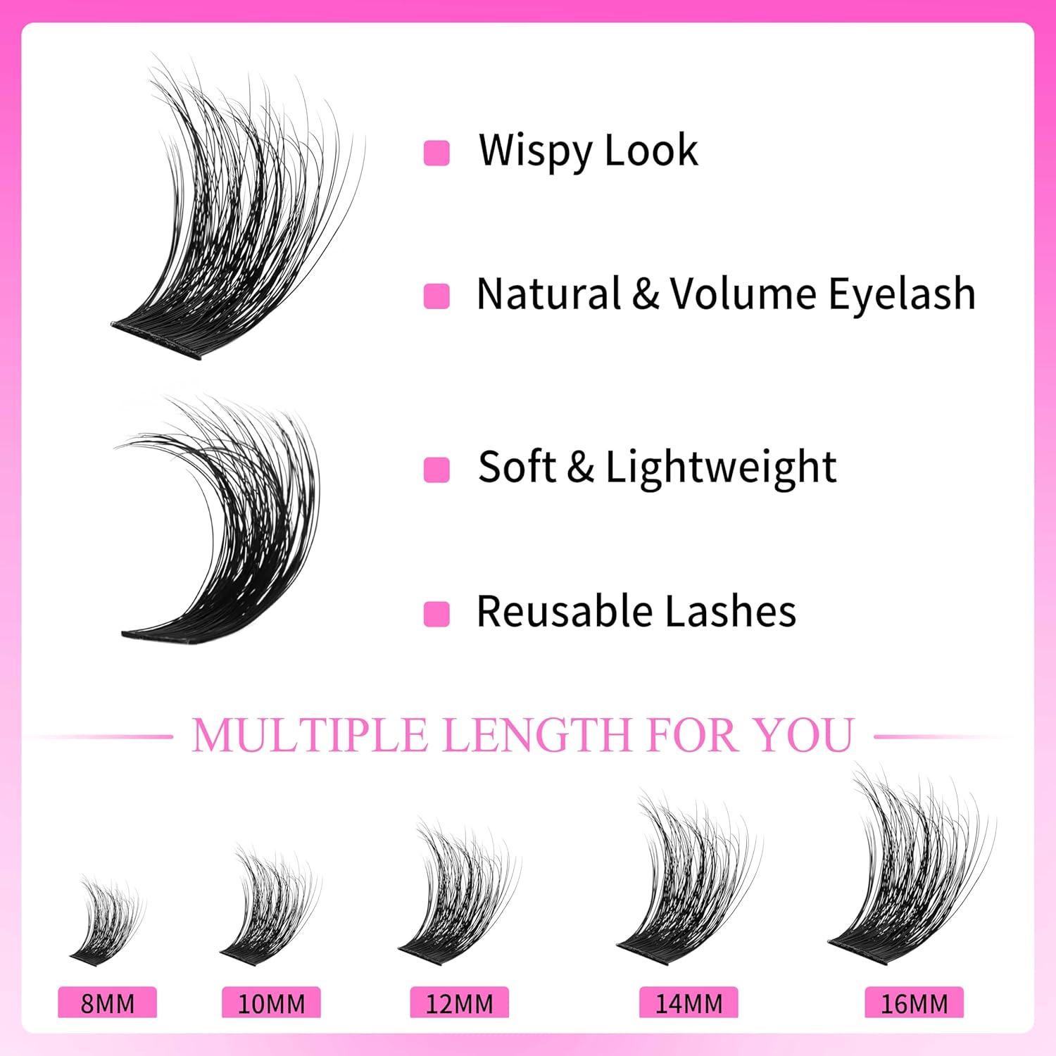 Detalle 2 de VEYESBEAUTY Lash Clusters Kit 10-18mm