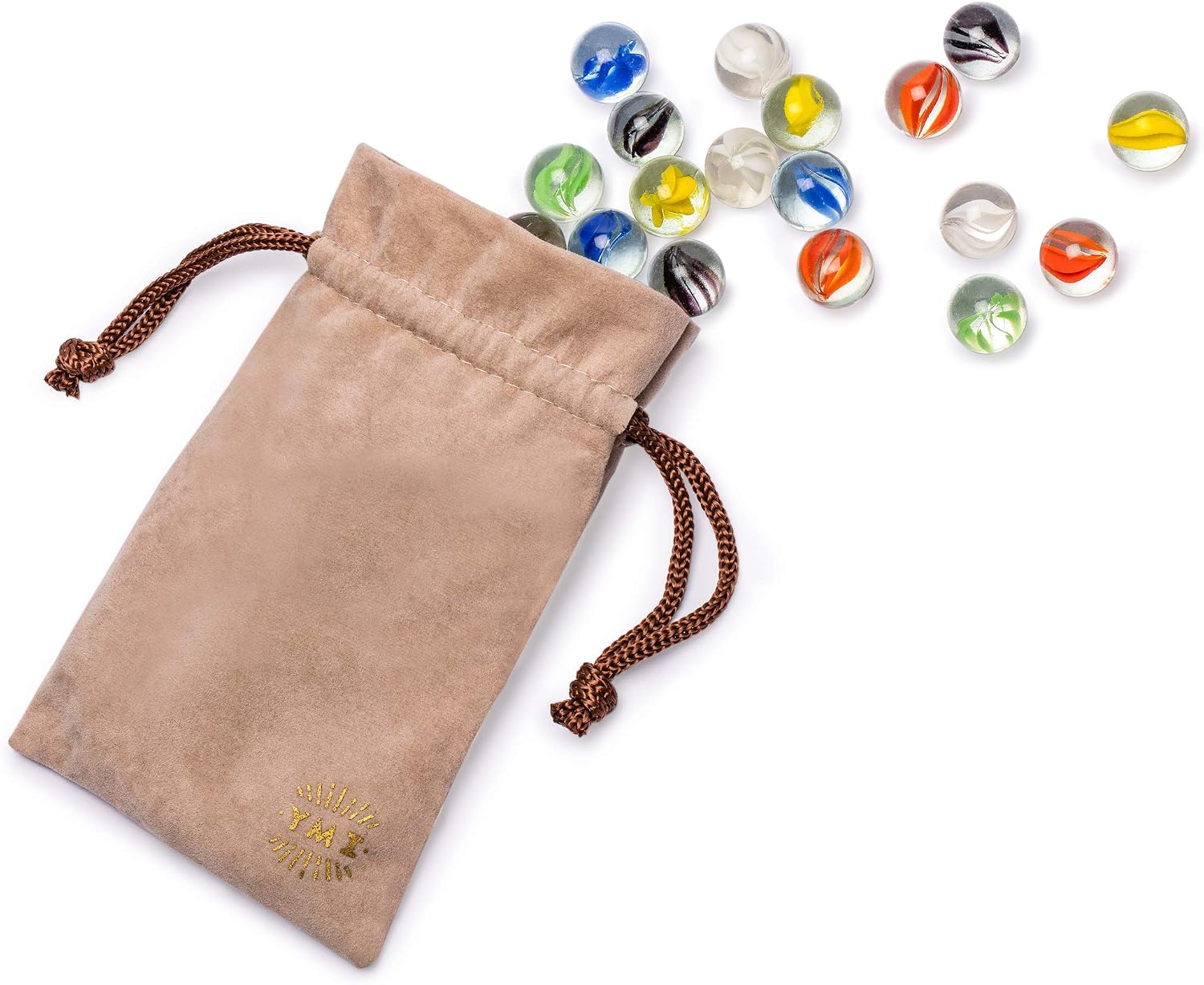 Detalle de Yellow Mountain Imports 60 Pieces Translucent Glass Marbles with Petal Design – 16mm