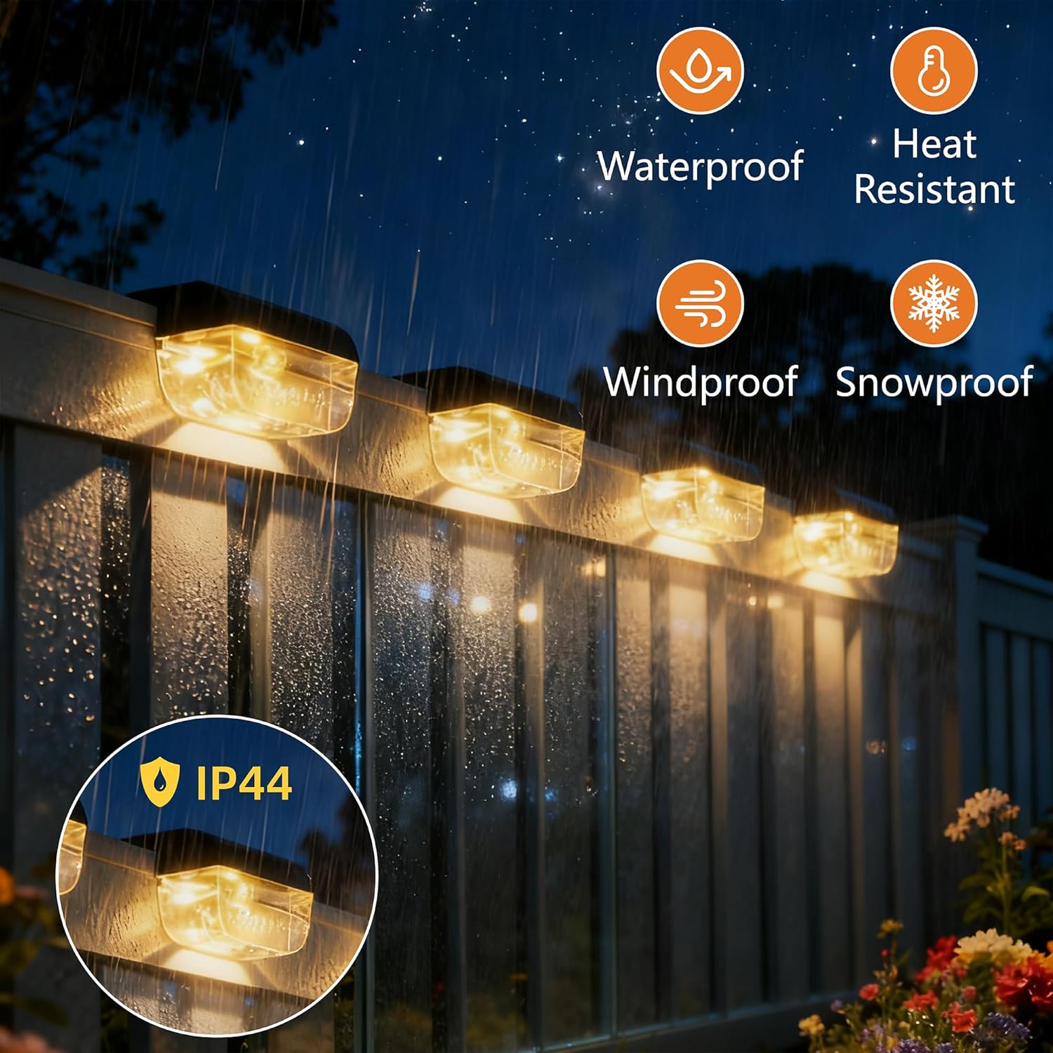 Thumbnail 2 de Lankey Sound 8-Pack Solar Fence Lights – Warm White, IP65 Waterproof