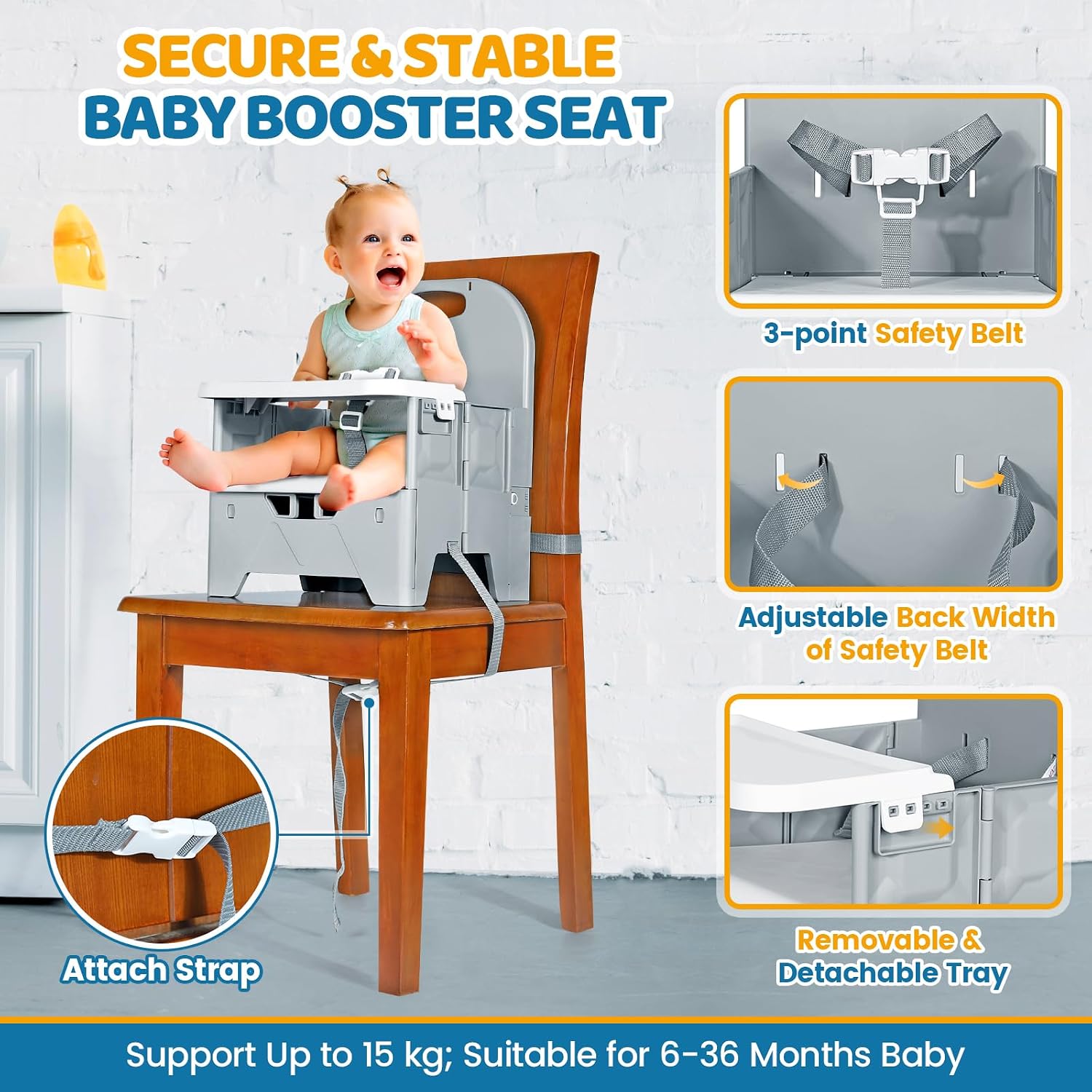Thumbnail 1 de Orzbow Foldable Toddler Booster Seat 15kg