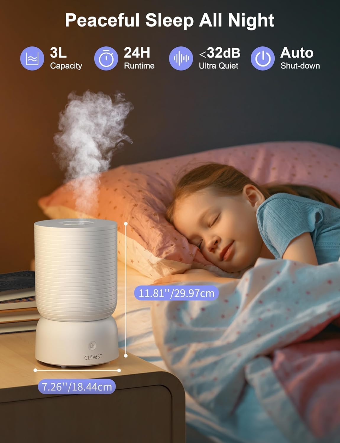 Thumbnail 1 de CLEVAST Smart Humidifier 3L with Wi‑Fi 🌬
