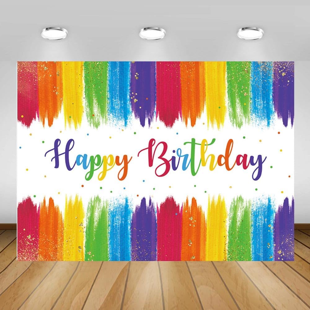 Thumbnail 3 de MEHOFOND 7x5ft Rainbow Painting Birthday Backdrop (Econ-Polyester photo background)