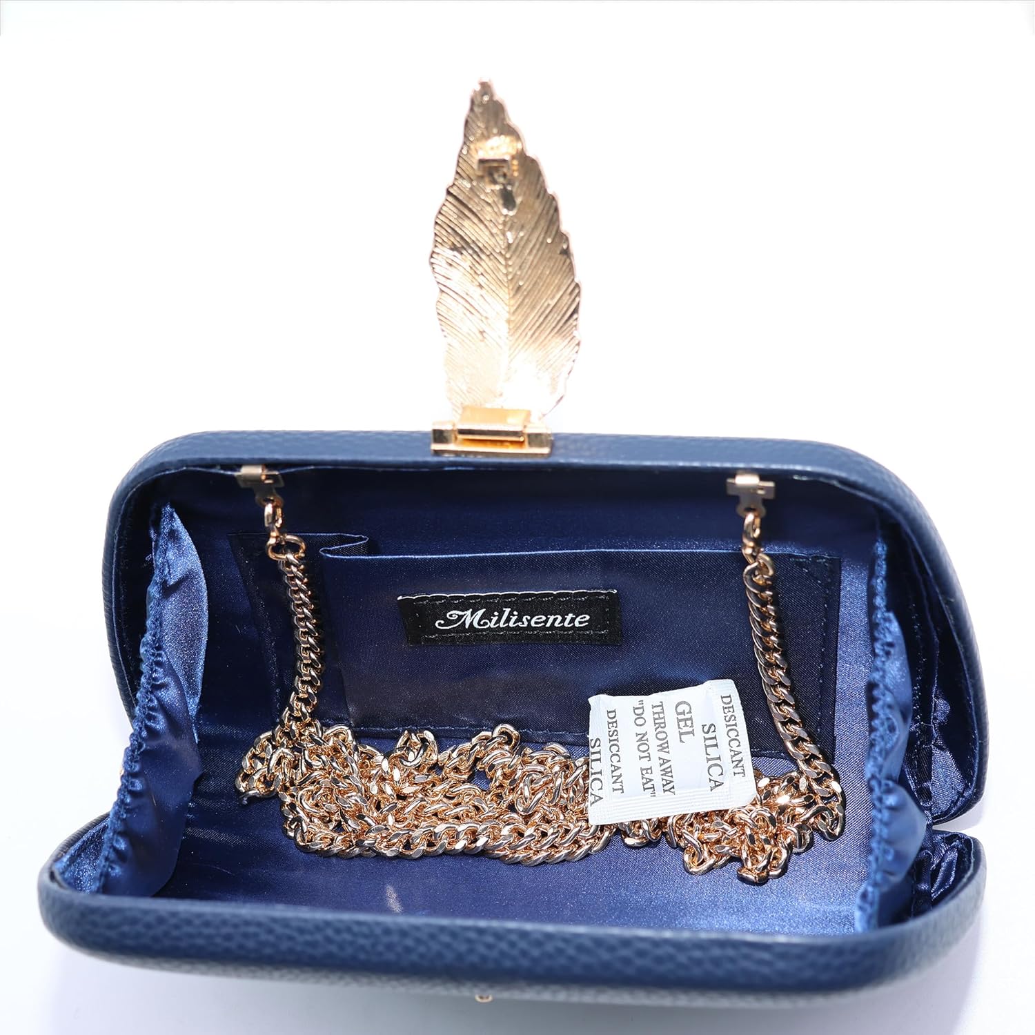 Thumbnail 2 de Milisente Suede Clutch Bag for Women with Metallic Leaf Clasp and Shoulder Chain