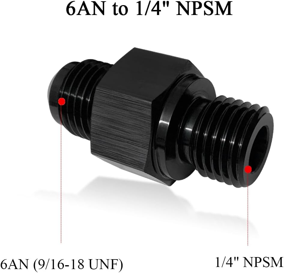 Detalle de AN6 Transmission Cooler Adapter Fittings, 6061-T6 Aluminum