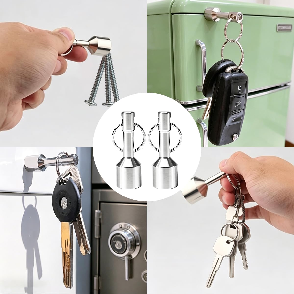 Detalle de AIJOJUMY 2-Pack 12 mm Keychain Magnets for Metal Testing with Velvet Pouch