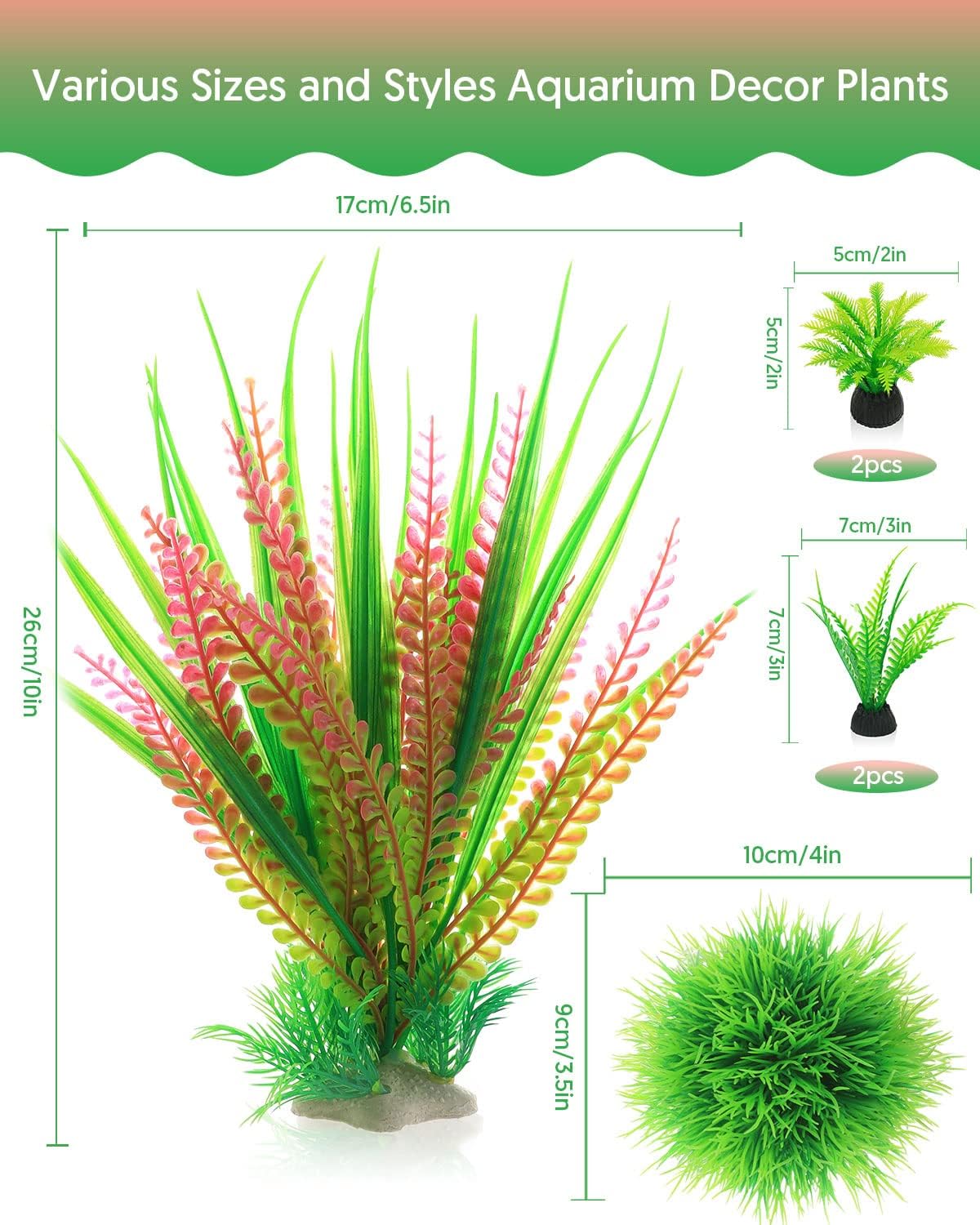 Thumbnail 1 de QZQ artificial fish tank plant decorations set (6 pieces) for aquarium greenery
