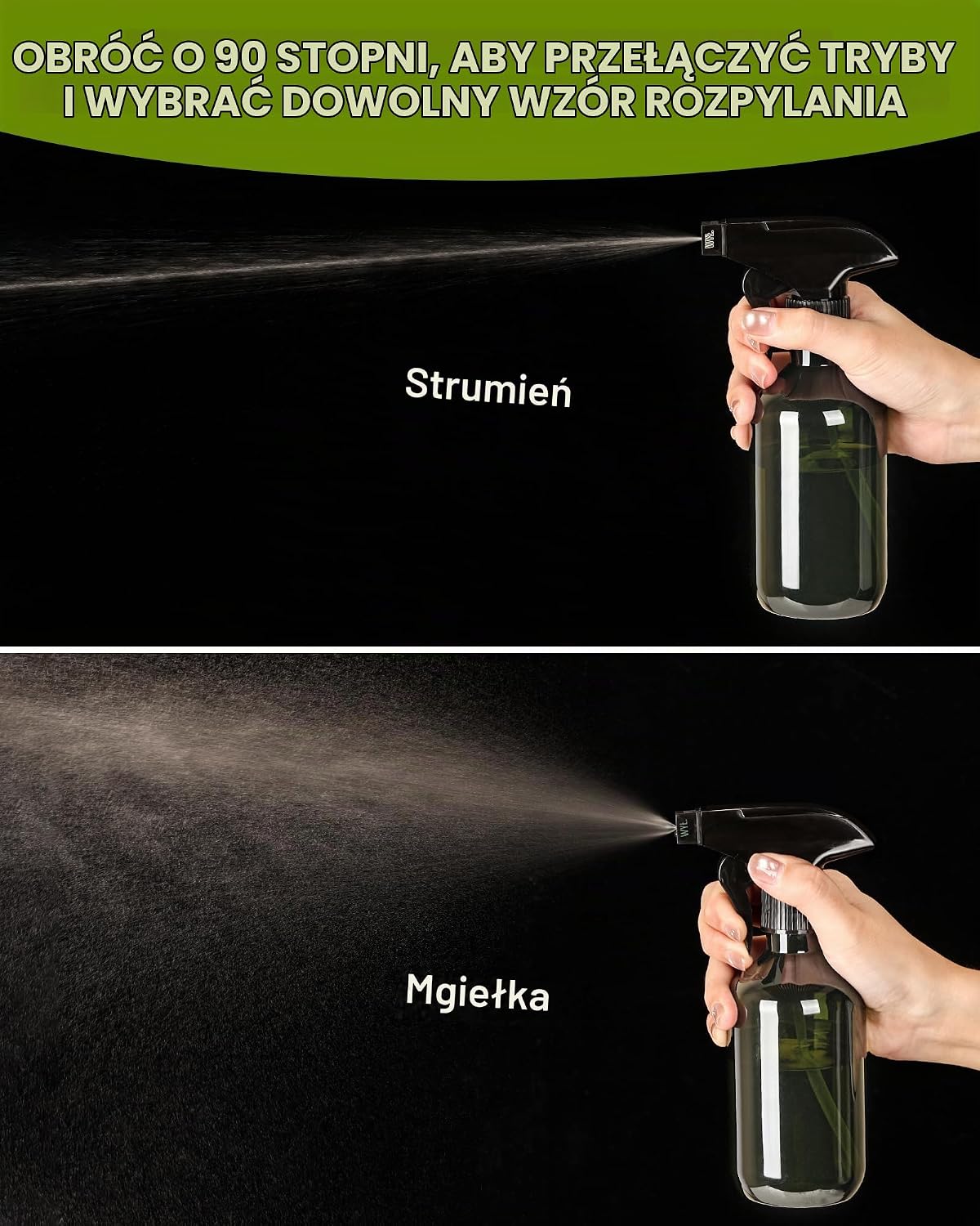 Detalle de lulir 10303 – butelki z rozpylaczem 2 × 300 ml z regulowaną dyszą