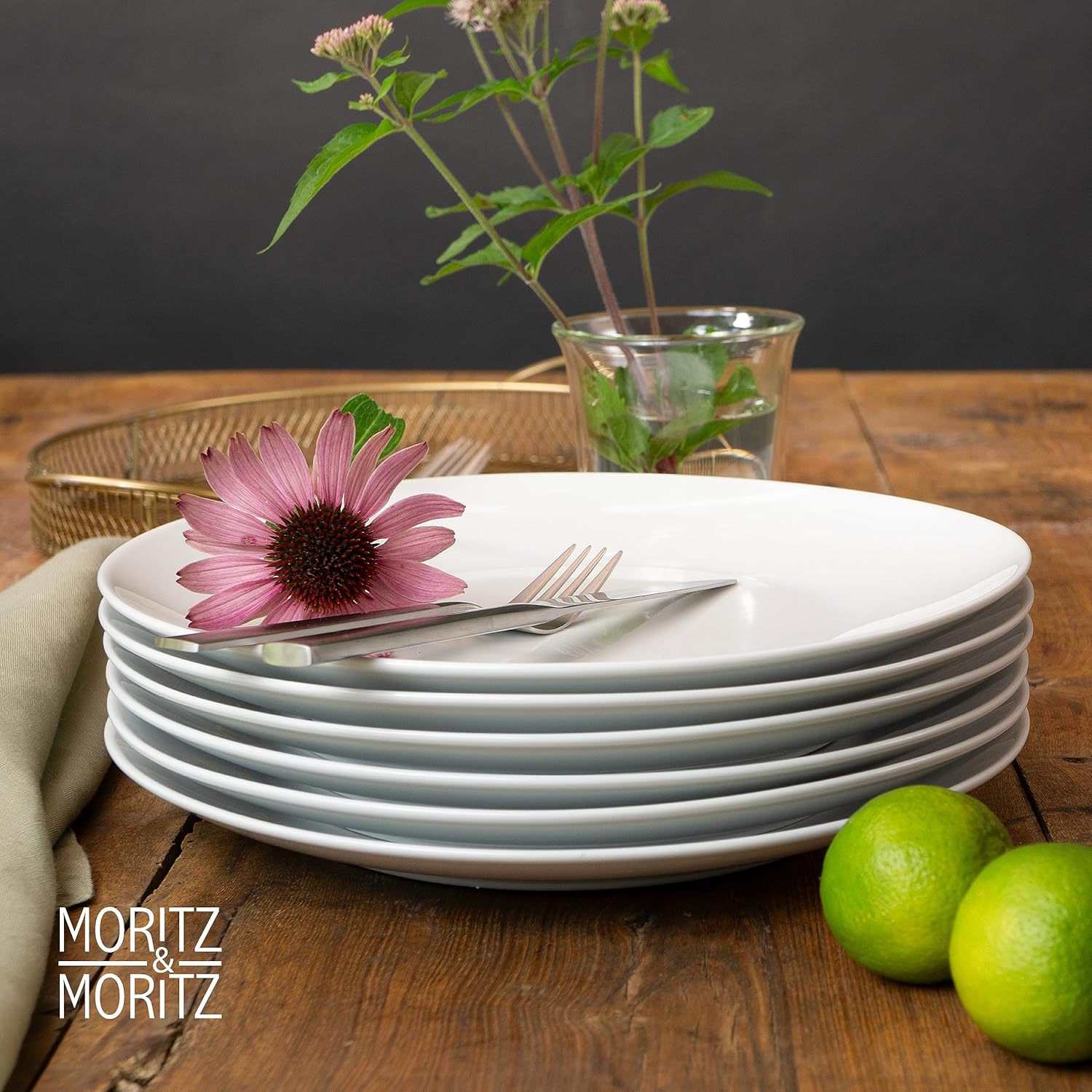 Thumbnail 6 de Moritz & Moritz BASIC Essteller-Set für 6 Personen (6 flache Teller) – weiß, Ø 27 cm, Porzellan