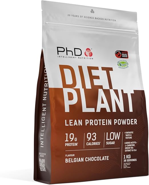 Detalle de PhD Nutrition Diet Plant Proteína Vegana 1kg 🍫 Chocolate Belga