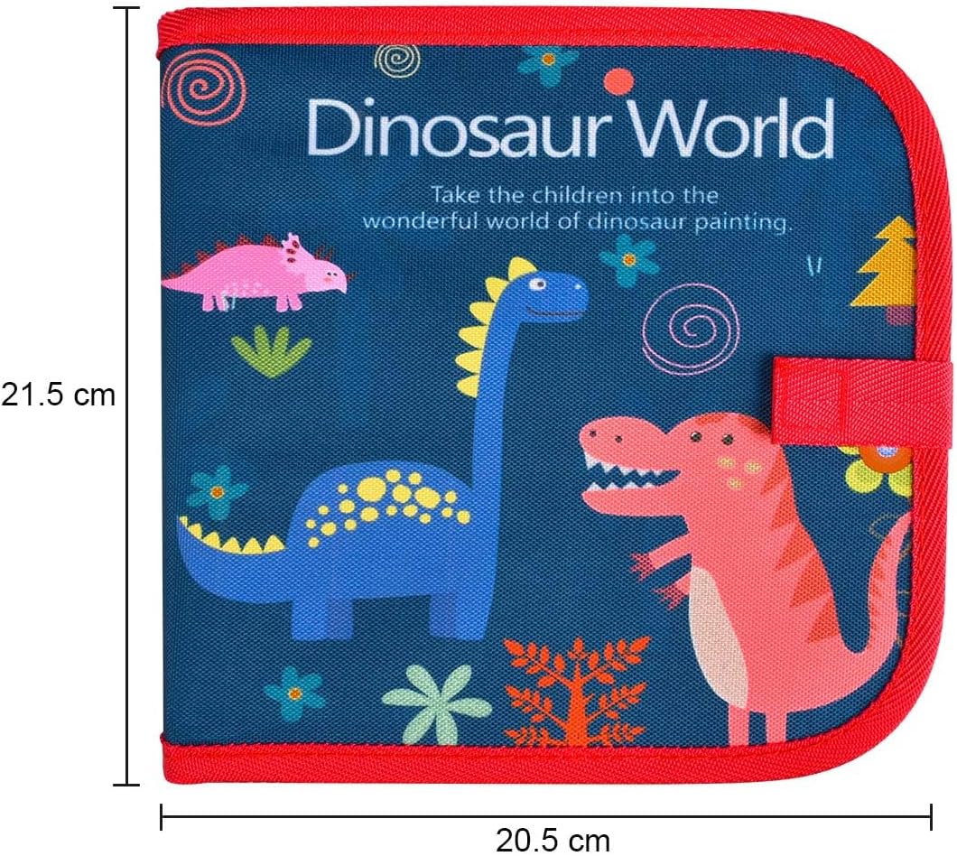 Thumbnail 5 de Funkprofi abwischbares Malbuch für Kinder mit 12 Buntstiften (Dinosaurier), tragbares Zeichenbrett mit wiederverwendbaren Seiten